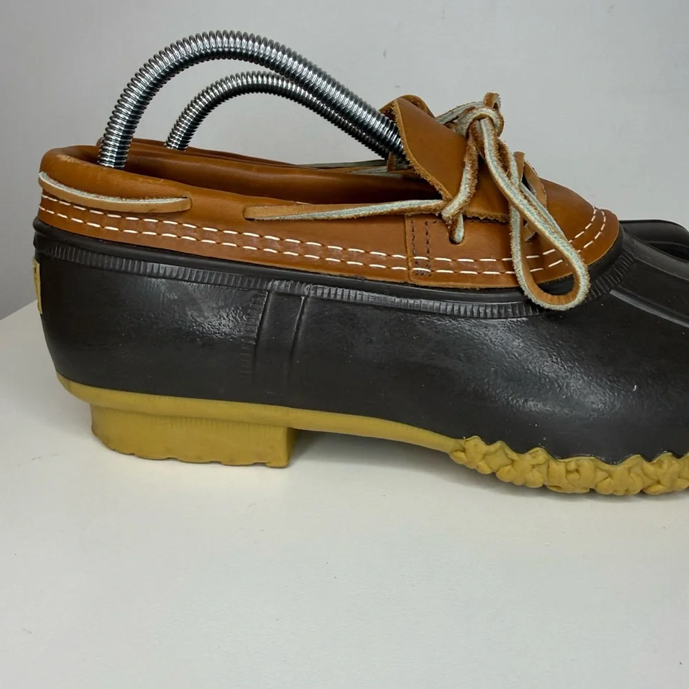 L.L.Bean Boots Brown Tan Leather Rubber Moccs Shoe Rain Mud Style 721893 Men’s 8